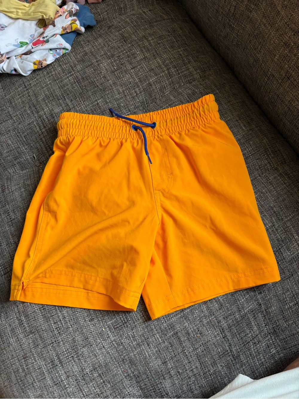 Old Navy boys Bright Orange Athletic Swim Shorts with Blue Drawstring size 8
